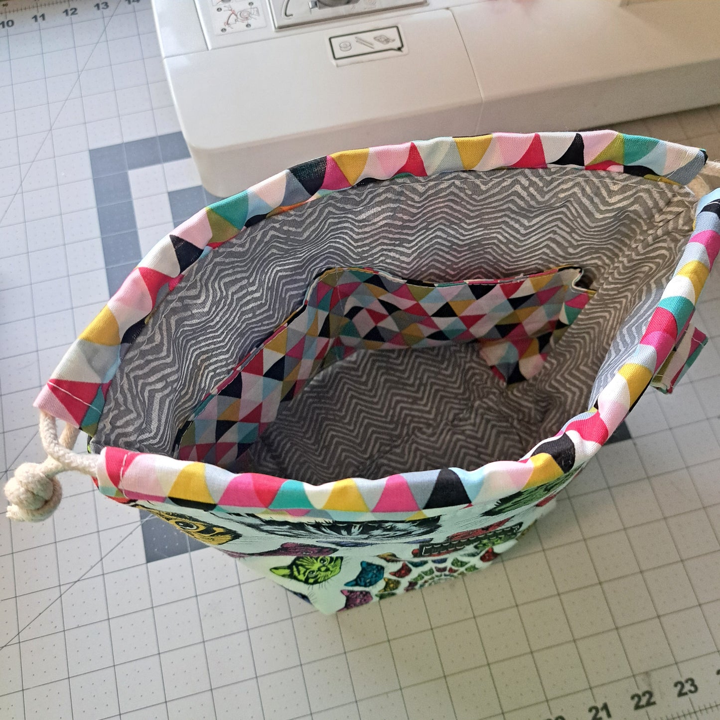 Medium Cat Drawstring Project Bag