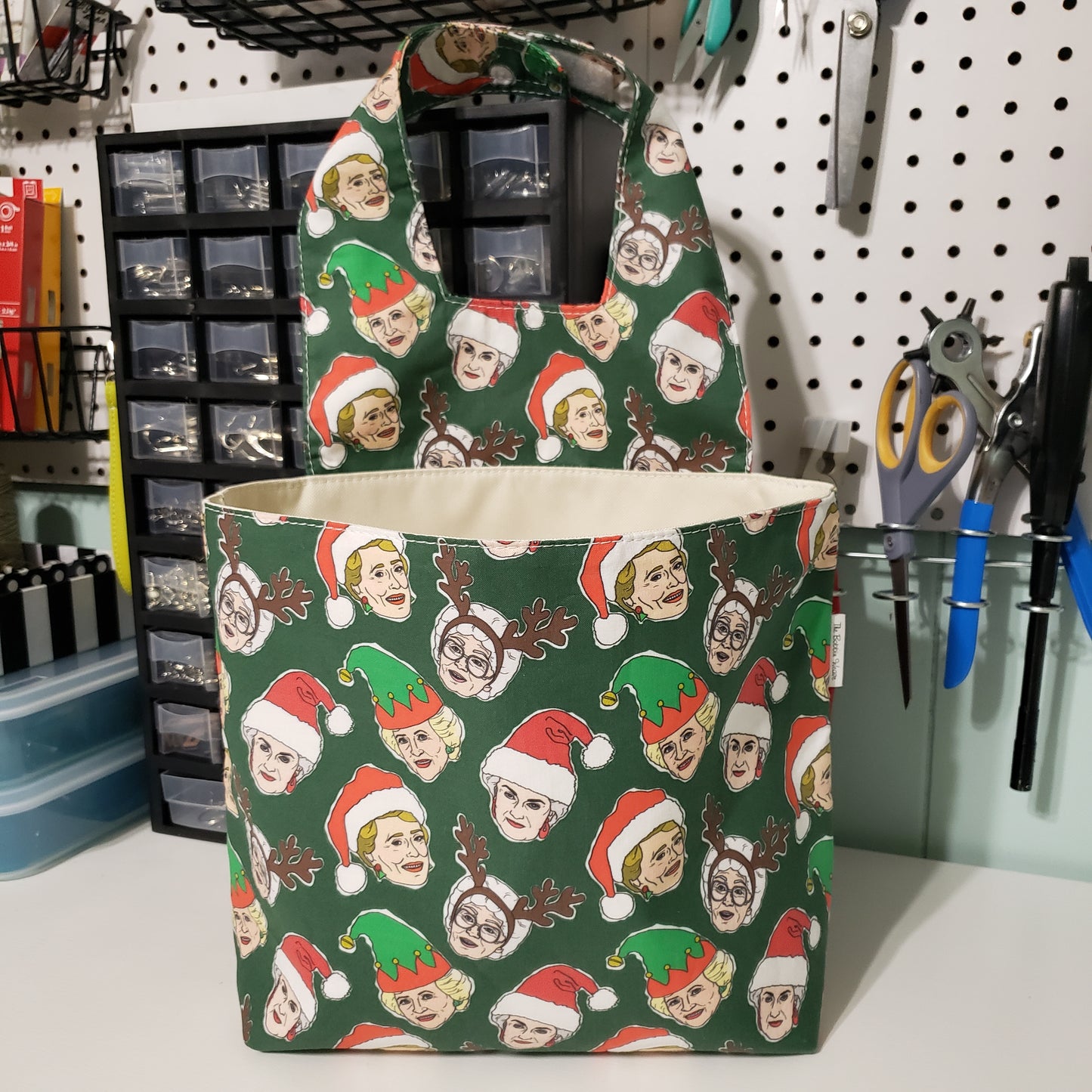 Golden Christmas Car Trash Can/Organizer